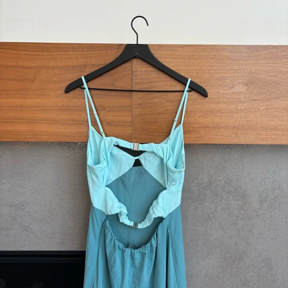 Abercrombie & Fitch Two-Tone Teal Maxi Dress